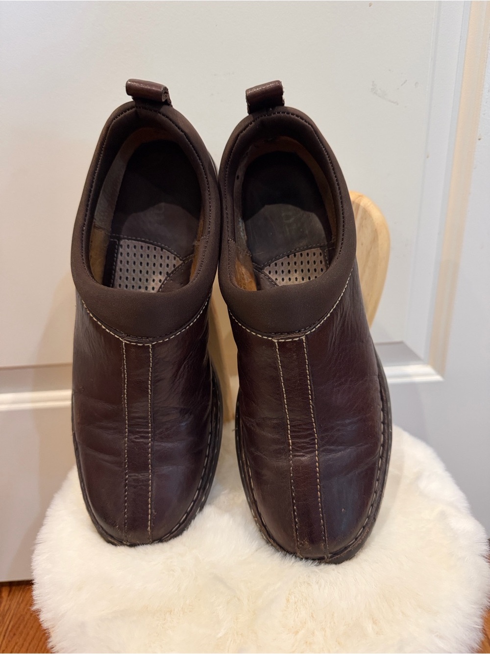 Women Born Brown Slip-On Leather Casual Shoes